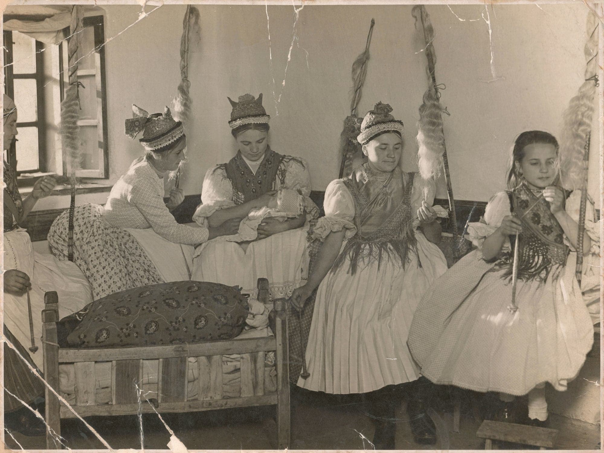 An archival photograph connected with textile making